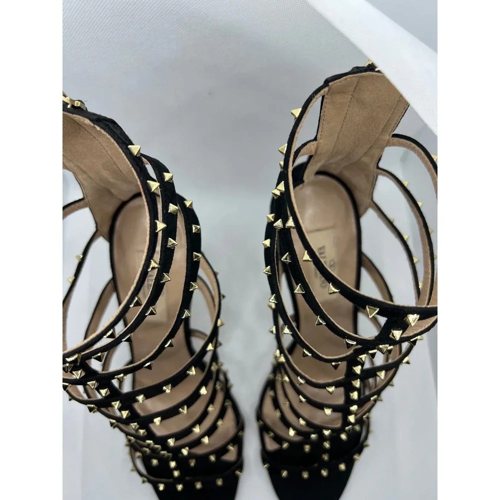 Valentino‎ Leather Rockstud Accents Cage Gladiator Heels